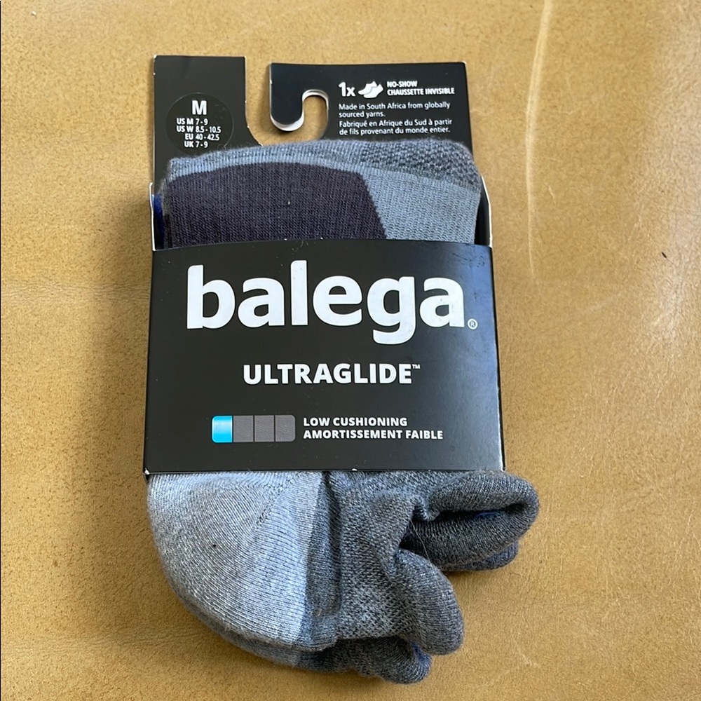 BALEGA Men's UltraGlide Running Socks Size M Gray Heather